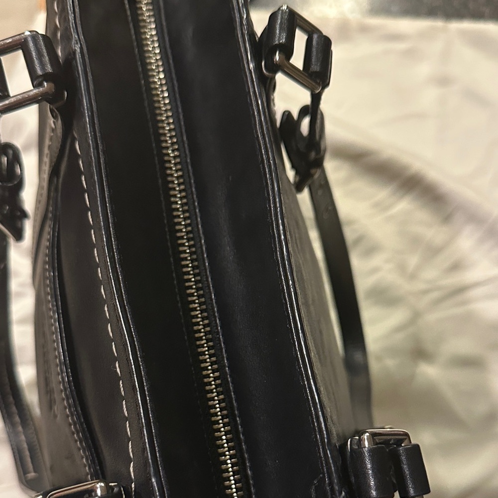 Coach Black Leather Tote with White Contrast Stitching F13098 - Picture 9 of 14